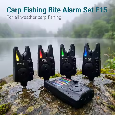 Hirisi Carp Fishing Bite Alarm Set 4+1 Wireless LED Indicator Waterproof Adjustable Volume Tone Sens