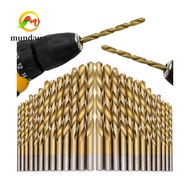 MUNDAUN Twist Drill Bit, Titanium Plated Straight Handle HSS Bit, High-Speed Steel Boxed Drill Bit
