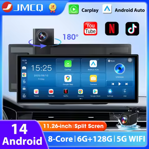 11.26" Android 14 6+128G Dashcam 8 Core Wireless CarPlay & Android Auto Split Screen 5G WIFI Car DVR