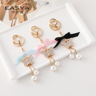 Korean Version of Chanel's Style Handmade Series Exquisite Pearl Alloy Butterfly Tassel Keychain Wom