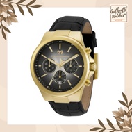 Technomarine 820014 Moonsun Chronograph Black Dial Gold Bezel Black Leather Strap 42mm Men's Watch