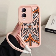 Case For VIVO Y17S Y36i G2 Y28 5G Phone Three-Color Symbol Silicone Shockproof Strap