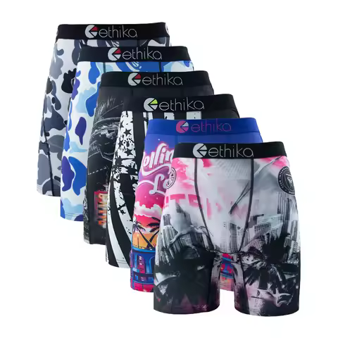 ETHIKA, 6 uds., ropa interior para hombre, Boxers transpirables para hombre, calzoncillos de natació