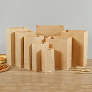 Customized Quotation&amp; In Stock Kraft Paper Milk Tea Paper Bag Square Bottom Bag Paper Bag Food Barbecue Packing Bag Thic
