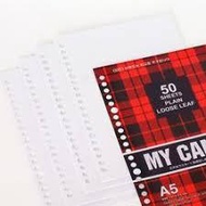 Loose Leaf A5, B5 Binder File Paper, 20 Holes A5, 26 Holes B5, 72 gsm Bookpaper Material, 50 sheets