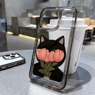 Compatible for IPHONE 6S 7 8 PLUS X XS XR 11 12 13 14 15 MAX PRO cat pattern transparent Acrylic TPU