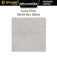 Luna Grey 50x50 Rec Matte PLATINUM Keramik Lantai Kasar Doff Motif Batu Semen Warna Abu