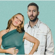 Handwritten signatures of Calvin Harris and Ellie Goulding (12x12cm) certified