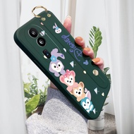 (With WristStrap)Hontinga Casing Case For OPPO Reno 10 Reno10 Pro Plus Pro+ 5G Case Cartoon Cute Square Original Liquid Soft Silicone Edge Pattern Rubber Case Cover Camera Protection Cases Back Phone Casing Softcase For Girls