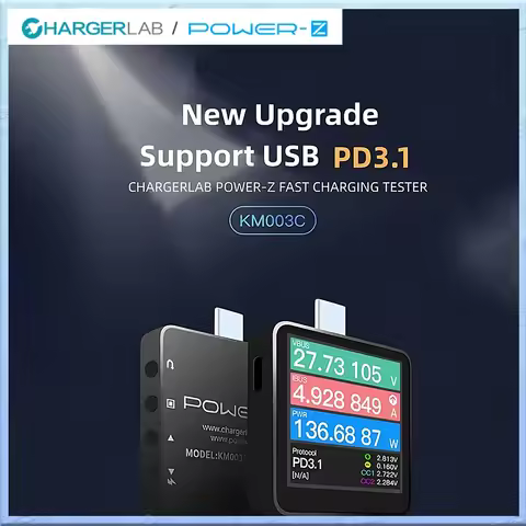 POWER-Z KM003C KT002 KM001 C240 USB PD Tester Voltage Current Ripple Double Type-C Digital Voltmeter