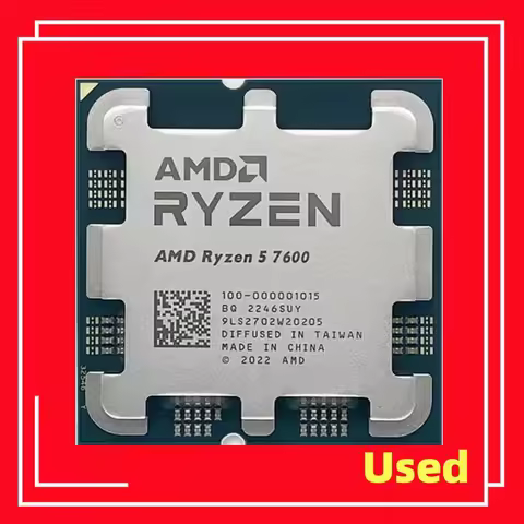 AMD Used Ryzen 5 7600 R5 7600 Six-Core Twelve-Thread 3.8GHz 5NM 65W L3/32MB Socket AM5 Processor CPU