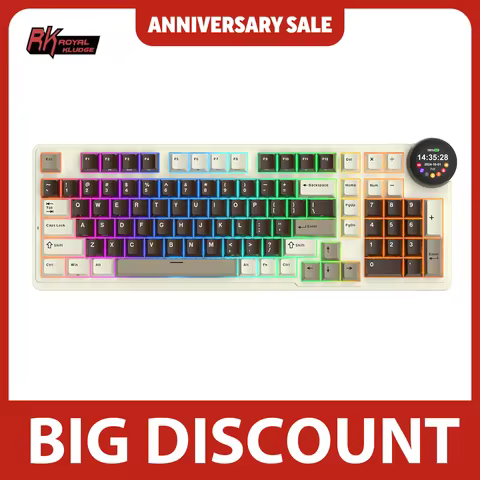 ROYAL KLUDGE RK N99 Wireless Mechanical Keyboard 98 Keys PBT Keycaps Gasket RGB Tri-mode Bluetooth G
