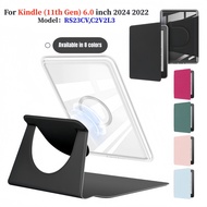 For Kindle 11th Gen 6.0 inch 360 Rotatable 2 in 1 Magnetic Detachable Acrylic Case PU Leather Stand 