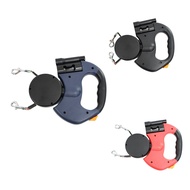 Auto Retractable Dual Dog Leash with Flashlight Waste Bag Box Roulette Double-Ended Traction Rope Pe