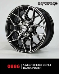 ล้อแม็ก ขอบ14 INFERNO 0886 14X6.0 4H100 ET+38🔺ราคาโปร4เส้น✅ แถมจุ๊บลมยางแท้😍 มีรับประกันนาน 365 วัน✅