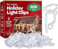 All-Purpose Holiday Light Clips [Set of 200] Christmas Light Clips, Outdoor Light Clips - Mount to s