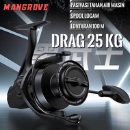Kekili Spinning Spool Logam Kapasiti Besar Drag Clicker 25kg 4.8:1 Long Cast Tahan Air Masin Pantai