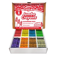 Cra-Z-Art Jumbo Crayon Bulk Class Pack 200ct 8 Assorted Colors, 25 Jumbo Crayons in Each Color, Back
