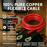 6mm2 (10AWG) / 10mm2 (8AWG) / 16mm2 (6AWG) / 25mm2 (4AWG) Battery Cable 100% Pure Copper with Termin