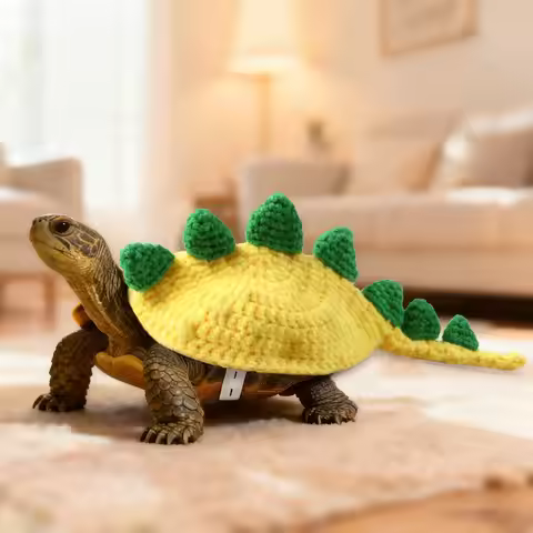 Tortoise Costume Adjustable Strap Dinosaur Design Handmade Costume Small Animal Sweater For Pet Hall