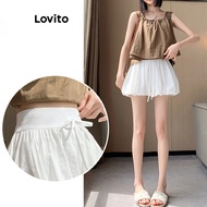 (Hot) Lovito Casual Shorts Plain Bow Draped Shorts for Women L88AD101