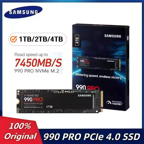 Original Samsung 990 Pro 1TB 2TB 4TB PCIe Gen 4.0x4 M.2 2280 NVMe SSD Internal Drive Up to 7450MB/s 