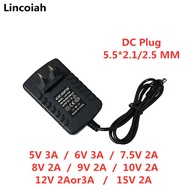 (Lincoiah) 5v 6V 7.5V 8V 9V 10V 12V 15V 2A 3A AC / DC Adapter Switch Charging Power Supply (5.5 mm.X
