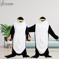 KOPIEWDX78JQ Stitched Warm Full Body Home Jumpsuit, Polyester Black + White Unisex Flannel One-piece