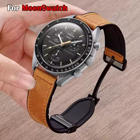 Magnetic Leather Silicone Strap For Omega X Swatch Joint MoonSwatch Bracelet Correa For MoonSwatch 2