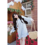 Dobby Cotton Mini Dress Blue (Dobby)