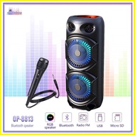 ✹ ∆ ❧ Double 8INCH Super Bass Portable Wireless Bluetooth Speaker bk-8813 With Free Mic