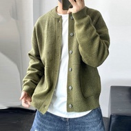 Cardigan Sweater Men's Spring and Autumn Korean Style Solid Color Thin Sweater