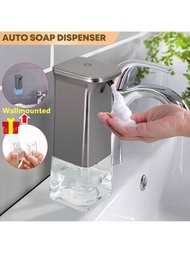 1個350毫升自動感應式肥皂分配器,壁掛式可充電泡沫洗手液分配器