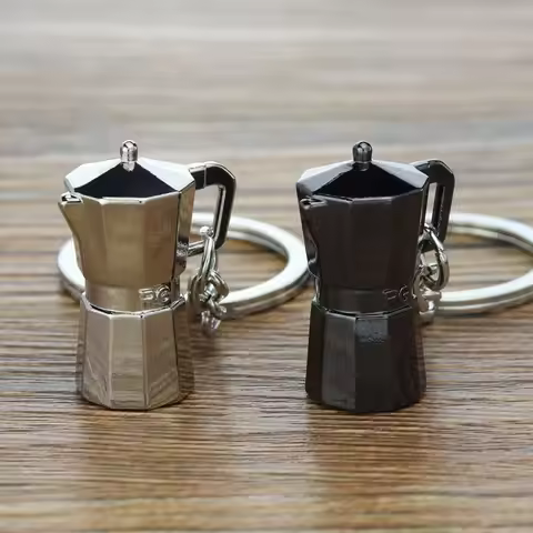 3D Moka Pot keychain for women key ring car key chain coffee keychain key holder creative portachiav