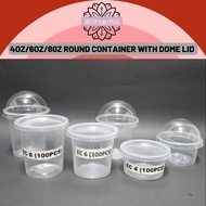 Round Container with Dome Lid 4oz 6oz 8oz {100pcs}/ Disposable Plastic PP Food Container/ Bekas Bula
