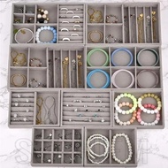 SFSE - Grey Velvet Jewelry Display Stackable  - Portable, Multifunctional - 5 Styles Jewellery Tray 