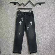 Chrome Hearts Chrome Hearts Sanskrit Leather Washed Men's Jeans