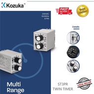 KOZUKA MULTI RANGE TWIN TIMER 8 PIN 240VAC ST3PR-10S / ST3PR-60S 10SEC/10MIN 60SEC / 60MIN