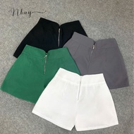 Women's big sizeShorts with high waist, stylized zipper, wide leg, samin, cool form - Q24