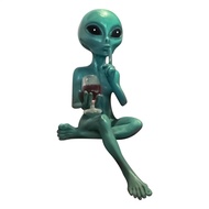 Alien Yard Decorations Alien Room Decor Holding Wine Glass Resin Statue Toy for Garden Shelf Yard Bi
