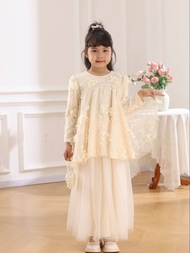 Baju Kurung Kanak Kanak Rich Brown Baju Raya Budak Perempuan 2026 Lilac Sage Green