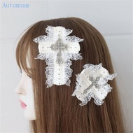 AUTU Dark Black Crosses Hair Clip Crosses Hairpin Sweet Balletcore Bunches Hair Clip