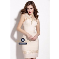 YZXH ชุดเดรสสั้นแต่งผ้าลูกไม้ Luxury Lace Dress - Apricot