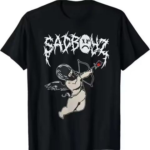 Men's Corridos Tumbados Graphic T-Shirt - Sad Boyz Junior H Music Print, 100% Cotton Unisex Fitted S