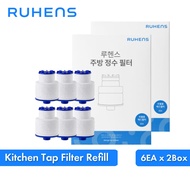 Ruhens TriPure Sink Tap Filter Refill (6EA*2) | 3-Stage Filtration + Easy Installation | Chlorine & 
