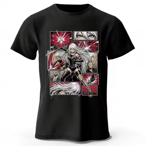 2026 Game NieR: Automata 2A Commemorative Cotton Short Sleeved Men's Summer Fashion Casual Loose Com