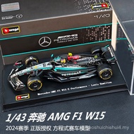 1:43 Skala Mercedes F1 Model W15 Formula Kereta Lumba Hamilton 2024 Model Kereta Aloi Musim