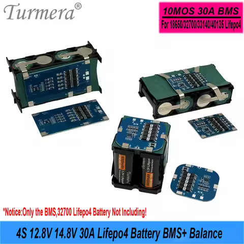 Turmera 4S 12.8V 14.8V 30A Lifepo4 Battery BMS with Balance for Diy 12V 18650 32700 33140 LFP Cell S