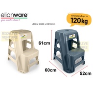 (H61cm) Elianware Plastic Stool | 2-Step Ladder | Plastic Step Stool | KERUSI BERTANGGA 2 TINGKAT | 