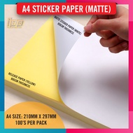 A4 STICKER PAPER 100 SHEETS / SIMILI/MATTE & GLOSSY/MIRRORKOTE / MULTIPURPOSE STICKER / AWB